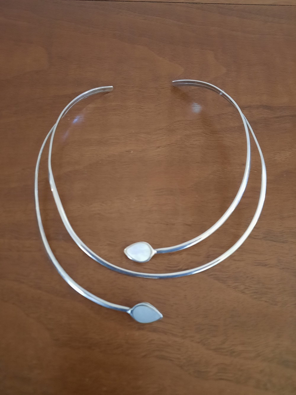 Vintage Sterling Silver Double-Collar Necklace with Teardrop Accents
